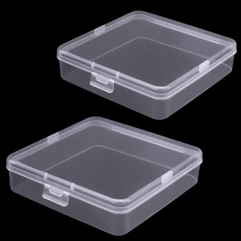 Lot de 2 Boite de rangement, Plastique PP, Transparent, Avec couvercle, Pour perles bijoux artisanat