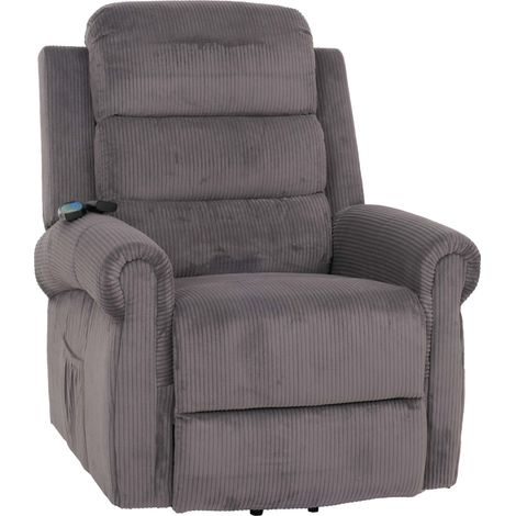 [NEUWERTIG] Fernsehsessel HHG-722, Relaxsessel, Liegefunktion Aufstehhilfe Massage Heizfunktion, Stoff (220g/m²) Cord dunkelgrau (1/5)