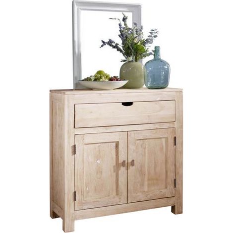 Kommode Akazie 90x40x95 white stone getüncht  NATURE WHITE 81