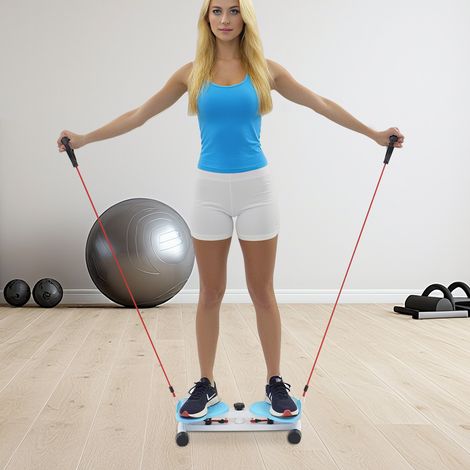 Planche d'exercice sportive, appareil d'aérobic pour la taille avec bandes de résistance en boucle, amincissant et massant les pieds, 52 x 32 x 12 cm (bleu), capacité de charge : 100 kg (1/5)