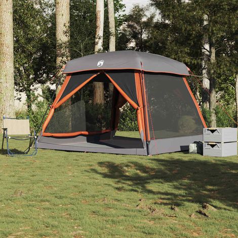 Tente de cabine familiale 6 personnes gris orange imperméable (1/5)
