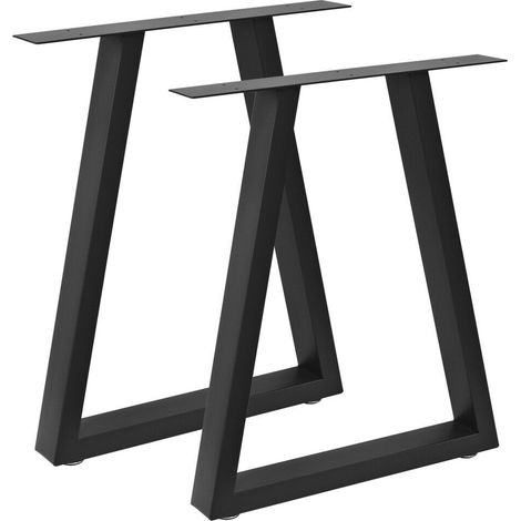 Bc-elec - HJJTS0017-B 2 gambe da tavolo in acciaio nero 60x72cm, Gambe per mobili con piedini regolabili (1/3)