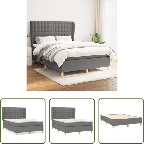 vidaXL Kopfteil -  Boxspringbett mit Matratze Dunkelgrau 140x190 cm Stoff (1/5)