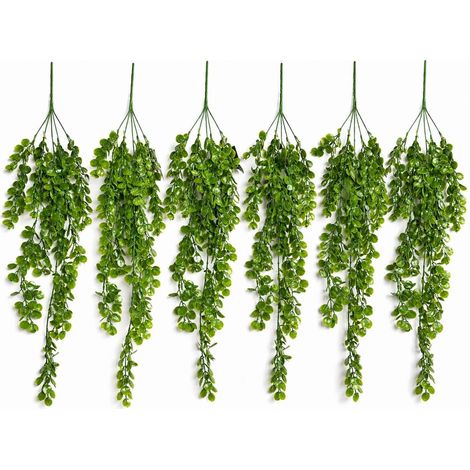 Pack of 6 x 75cm Artificial Trailing Round Botanik Hanging Foliage Plant - Classic Gloss Green - Premium Quality (1/5)