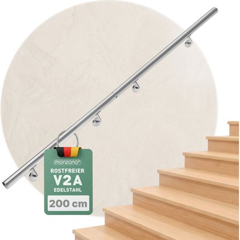 MONZANA Handlauf Edelstahl V2A Geländer Treppe Wandhandlauf Brüstung Griff 80-600cm 200cm