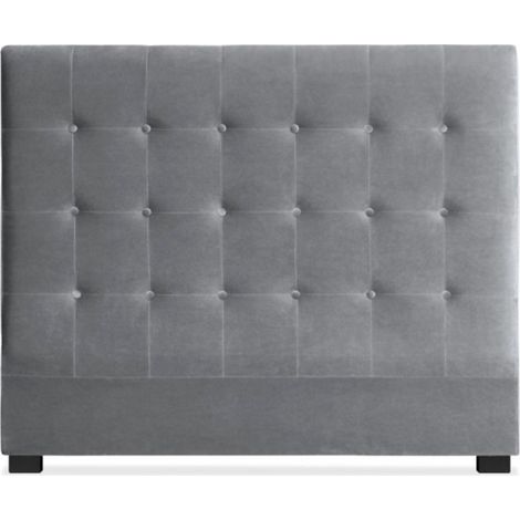 Tête de Lit Capitonnée en Velours "Amor" 160cm Argent (1/2)