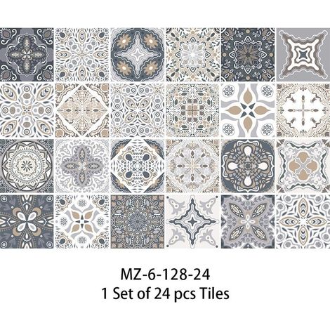 Set of 24 tile stickers 15x15 cm – Waterproof and scratch-resistant PVC – Kitchen and bathroom wall decoration (1/5)