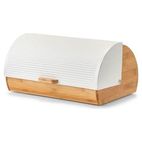 Zeller Scatola per il pane moderna in bambù naturale e metallo bianco