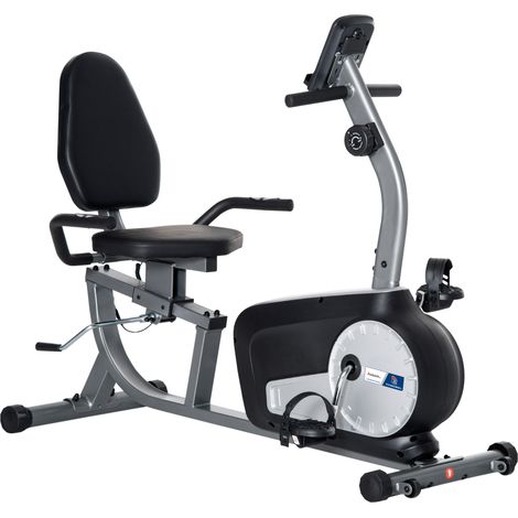 Vélo d'appartement semi-allongé couché FFHandball - écran LCD siège réglable 8 niveaux de résistance