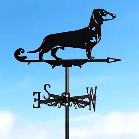 Girouette Chien - En Acier Inoxydable - Montage Toit ou Poteau - Pour Jardin Ferme Cour Extérieure - Dimensions 52 x 33 cm - 1 Pièce (1/5)