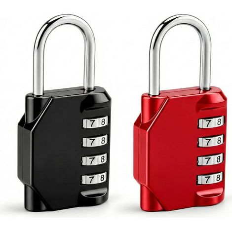 Lot de 2 cadenas à combinaison robuste avec code - Cadenas à 4 chiffres - Résistant aux intempéries - Sans clé - Cadenas à code pour extérieur et intérieur - Pour casier de gym, bagages, portails de (1/5)