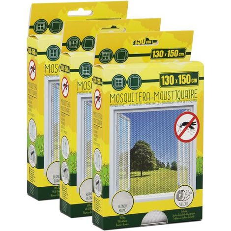 Lot de 3 Moustiquaire de Fenêtre 130 x 150 cm avec Fixation auto-agrippante, protection contre moustiques, mouches et araignées (1/5)