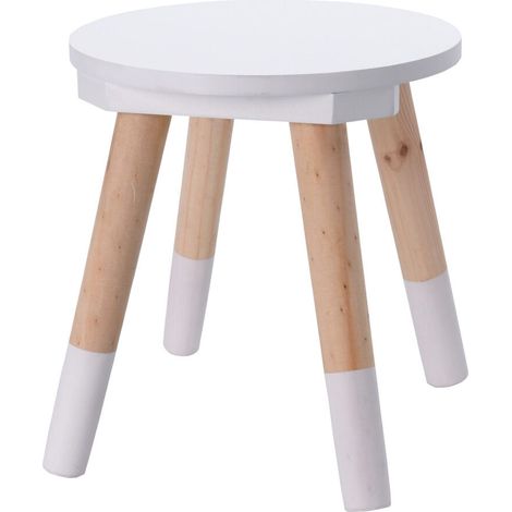 Kinder Hocker weiß-natur - 24 x 26 cm - Kids Collection Sitzhocker Kinderzimmer Stuhl