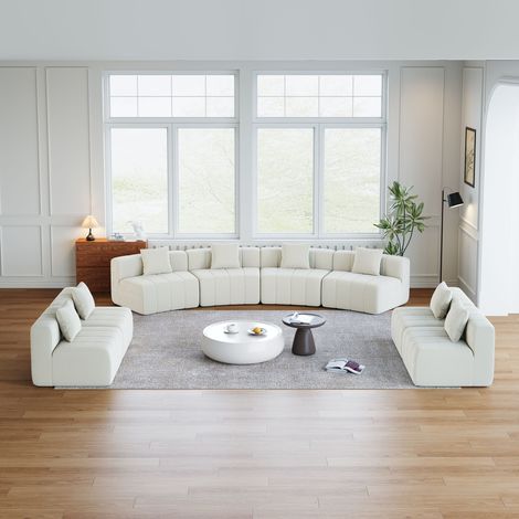 Module de canapé incurvé en chenille avec 2 coussins, module de canapé incurvé, symétrique et semi-circulaire pour chambre, salon, bureau (pour se détendre ou faire une sieste)