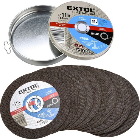 Discos de corte EXTOL PREMIUM para acero/acero inoxidable, 10 uds., 115 x 1,0 x 22,2 mm 8808101 (1/2)