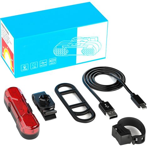 Feu arrière de vélo rouge, charge USB rapide, haute luminosité, plusieurs Modes, arrière de vélo pour vélos (1/5)