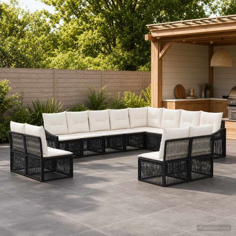 Set Divano da Giardino 12 pcs Nero polyrattan vidaXL (1/5)