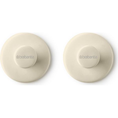 Brabantia - ReNew Ganci per Asciugamani - Ideali per Bagno, Toilette o Cucina - Reggono Fino a 2 kg - Resistenti alla Corrosione - Materiale di Fissaggio Inclusi - Set di 2 - Soft Beige (1/5)