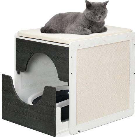Caja de arena para gatos con cojín y tapetes para rascar