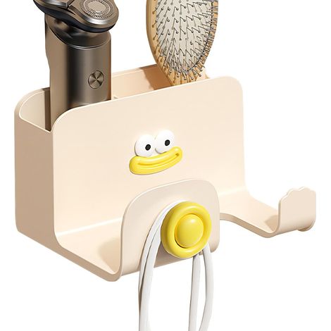 Hair Dryer Hanger Organizer, Cute Wall Mounted Rack, Bathroom Hair Dryer Holder, Secure and Safe Storage, Compact Design, Easy Setup for Home, Guesthouses, Dorms, Hotels (1/5)