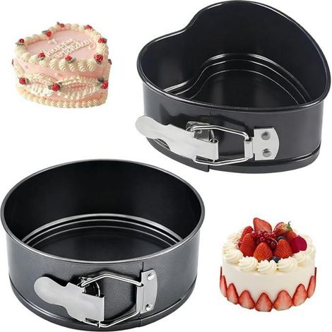 Springvormen - Taartvorm Rond met Losse Bodem - 4 Pulgadas - Acero No Adherente - Para Tartas, Cheesecakes y Pizza - 2 Unidades (1/5)