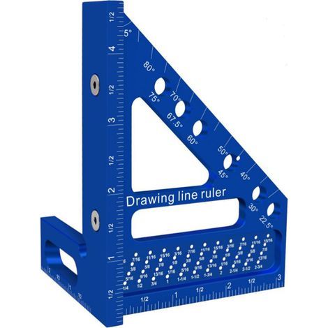 Règle carrée multi-angle 3D, travail du bois, rapporteur triangulaire à onglet, trou de mesure de 45 à 90 degrés, traçage en alliage d'aluminium (1/5)