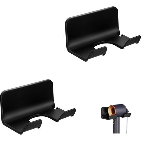 Support de Sèche-Cheveux Murale 2 Pièces - Support Adhésif Fort sans Percer, Range-Sèche-Cheveux Universel pour Salle de Bain, Organisateur de Sèche (1/5)