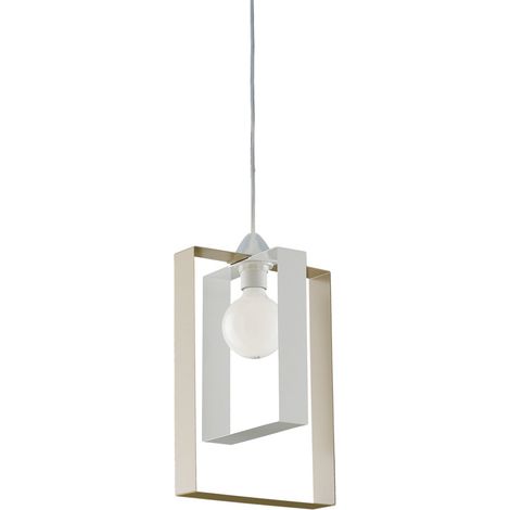 Sospensione Moderna Duplo 1 Luce Ferro Laccato Bianco E Tortora (1/5)