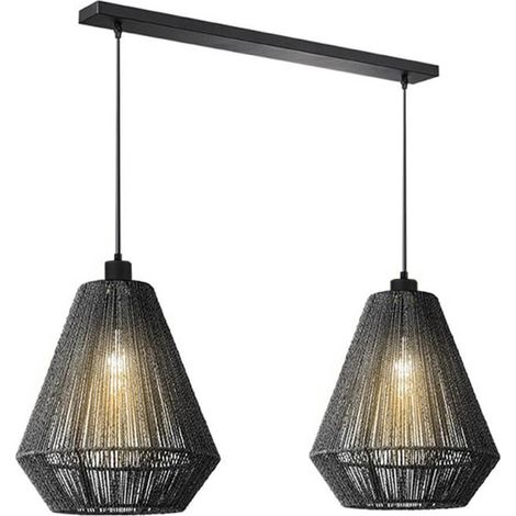 Lampe suspendue pour table à manger Ibiza de jute noir - MT-2317