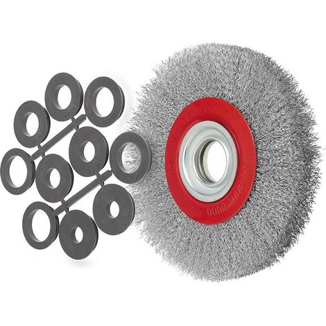Brosse circulaire 125 mm avec fils inox ondules pour meuleuse d'etabli