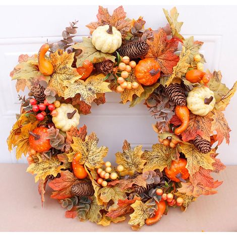 Corona de otoño/Halloween: calabaza, decoración para puerta y entrada, Navidad incluida. (1/4)