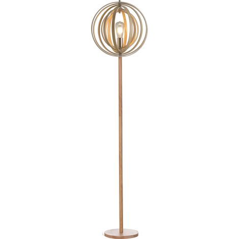 Lampadaire sur Pied Circulaire 40 W Max. Abat-Jour bois naturel clair dim. Ø 38 x 160 cm (1/5)