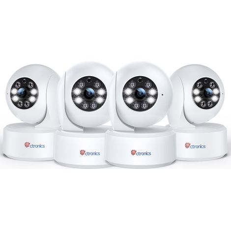 Lot de 4 Caméra Surveillance 4K 8MP Ctronics 2,4/5GHz WiFi Suivi Auto Détection Intelligente Personne/Animaux 360° PTZ Cloud et Stockage Carte TF 256Go (1/5)