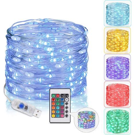 5M 50LED Christmas String Lights, 16 Color String Lights, Battery Operated, Indoor and Outdoor String Lights, USB Charging, 4 Lighting Modes/IP65 Waterproof, For Indoor Use (1/5)