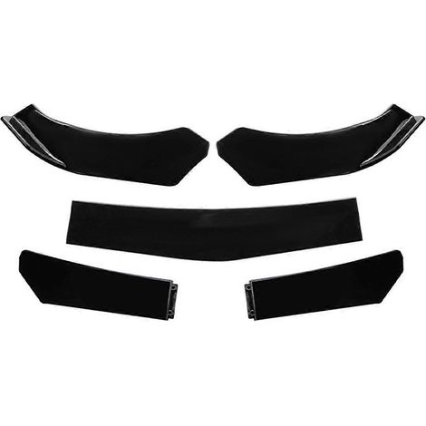 Satz mit 5 universellen Frontstoßstangenspoilern, Stufendesign, schwarz (1/5)