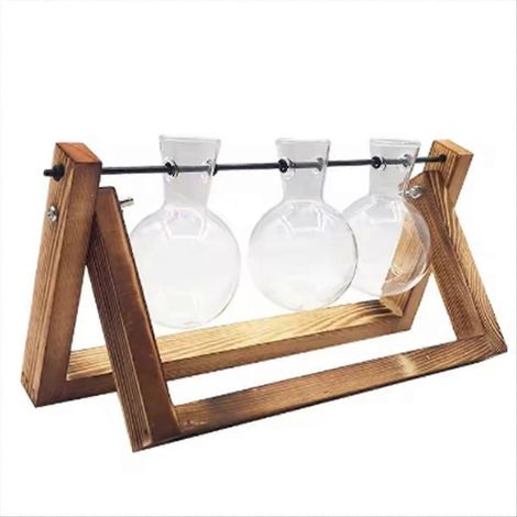 Ensemble de vases de table avec cadre en bois, pot à bonsaï multifonctionnel, base hydroponique, terrarium, contenants d'exposition, décoration intérieure B (1/5)