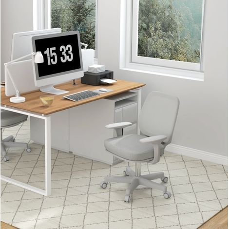 Chaise de bureau ergonomique pivotante et réglable en hauteur, dossier en maille respirante, assise confortable gris, idéale pour bureau et télétravail - CHICFURN (1/5)