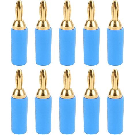 10 Stück 2,5 mm vergoldete Messing-Bananenstecker für Messgeräte Blau J.10007 (1/5)