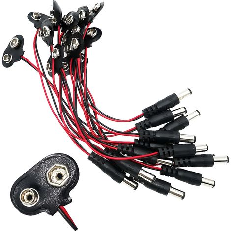 Typ-T-Batterieanschlüsse, 9-V-Batteriestecker mit Leder und 15 cm Kabel für LED-Streifen, Spielzeuglichter, Beleuchtungswerkzeuge, Fernbedienungen, kleine elektronische Produkte (12 Stück)