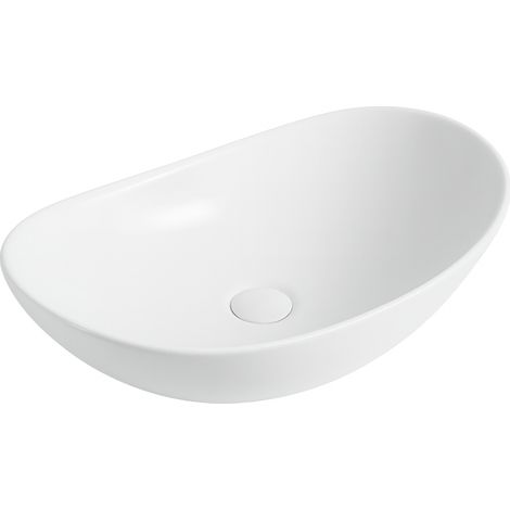 Lavabo ovalado de encimera de 62×36 cm, blanco brillante - Aquaterris (1/3)