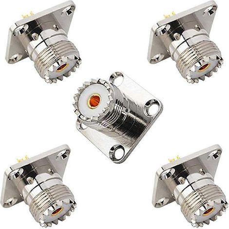 5 prises UHF SO239 SL16 femelles à bride 4 trous, à souder pour panneau/châssis (1/5)