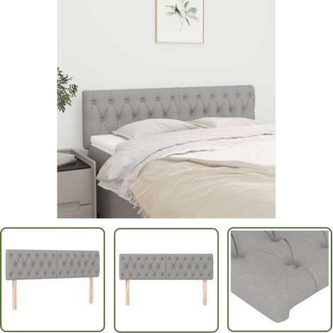 The Living Store Têtes de lit 2 pcs Gris clair 72x7x78/88 cm Tissu - Tête De Lit - Têtière De Lit - Meuble De Chambre - Literie - Décoration Chambre (1/5)