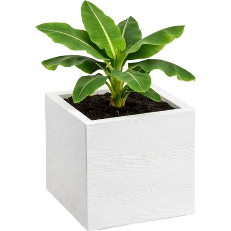 Pot de fleurs Bétonique sur roulettes, carton recyclé, crème, 30 x 30 x 30 cm (1/5)