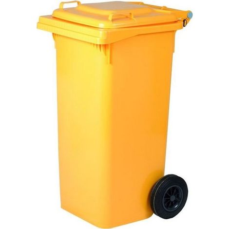 BIDONE QUADRATO CON RUOTE LT.120 GIALLO