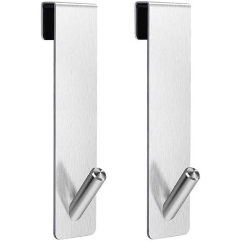 2 Pièces Crochet Douche, Crochet Porte Serviette sans perçage, Crochets de porte pour portes de douche en verre sans cadre, adapter 6-12 mm d'épaisseur (Argent) (1/5)