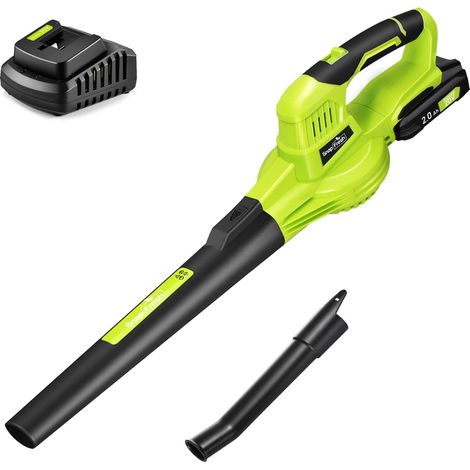 Souffleur Batterie 20V Léger 1,2 kg - Souffleurs de Feuilles sans Fil 210 km/h 240m³/h, 2 Vitesses, avec Batterie et Chargeur - pour Terrasses, Garages, Entrées et Jardins Domestiques (Vert) (1/5)