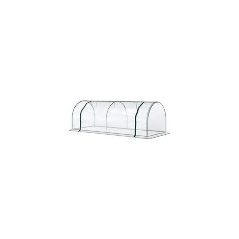 Mini-Tunnelgewächshaus für Tomaten, 2,5 m (L) x 1 m (B) x 0,8 m (H), große Tür mit Reißverschluss, transparente PVC-Abdeckung, grünes Epoxid-Metallgestell