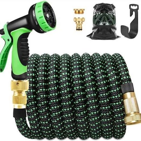 Tuyau d'Arrosage Extensible 30m - - Raccords Laiton Massif - Irrigation et Nettoyage (1/5)