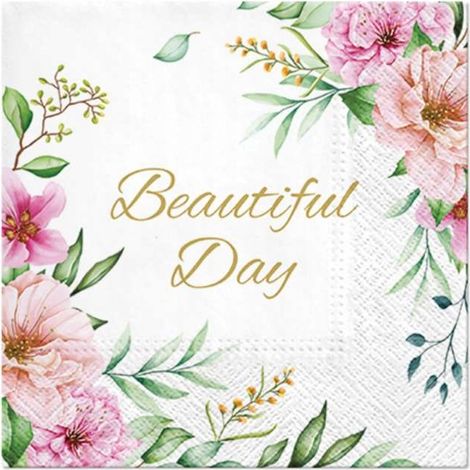 Serviettes FLEURS Anniversaire Mariage 33x33cm 20 pièces.