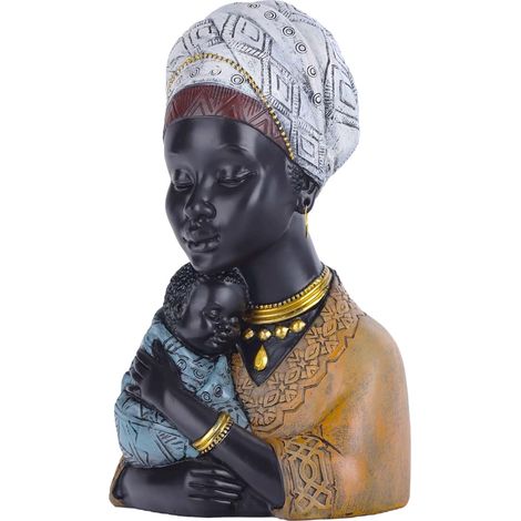 Statua a busto africano, sculture d'arte africana moderna, statue africane in resina per l'arredamento della casa, statuette afroamericane, soggiorno, ufficio, biblioteca